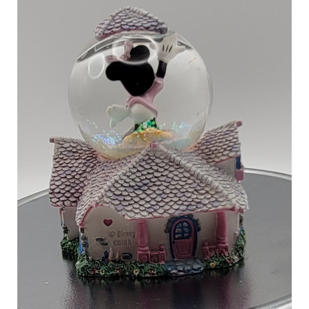 Disney Parks Minnie Mouse on House Miniature 3 1/8" Tall Snow Globe Collectible